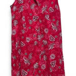 Coldwater Creek Vintage Linen Rayon Red Bandana Sleeveless Dress Sz 12 Petite Photo 0