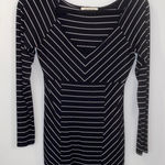 Arden B Black White Pinstripe Long Sleeve Short Mini Dress Juniors L Holiday Photo 0
