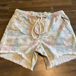 Aerie  Floral Shorts Denim Boyfriend Bermuda Tropical Pastel Small Distressed Photo 1