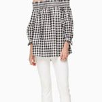 Kate Spade NWOT  off the shoulder top black gingham  S Photo 5