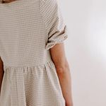 Mod Ref Beige Gingham Puff-Sleeve Mini Dress Photo 2