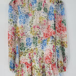 AQUA  Womens‎ Dress S Cream Blue Floral Smocked Ruffle Trim Long Sleeve Mini Photo 0