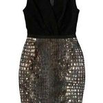 Giambattista Valli Black Surplice Crocodile Print Sleeveless Shift Dress Photo 0