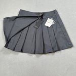 Forever 21 NWT  Gray Mini Skirt S Womens Pleated Wrap A Line Buckle Detail Short Photo 5