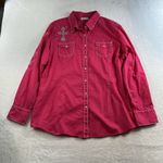 Ariat  XXL Shirt Cowgirl Pearl Snap Silver Studded Embroidered Rodeo Western Pink Photo 1