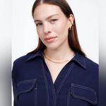 Madewell Contrast Stitch Popover Shirt in Deep Indigo, Size X-Small Photo 2