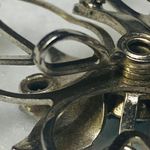 Silver Tone Flower Pin Brooch Pendant Filagree Rivet Construction Rhinestones Photo 8