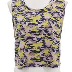 Fabletics Janis Camo Print Cropped Muscle Tank Top Purple Yellow Size Medium Photo 0