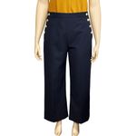 Sézane  Marino Wool-Blend Wide Leg Cropped Pants, Navy, FR46/US14 Photo 12