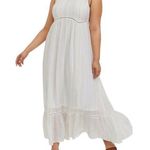 Torrid Maxi Natural Woven Tiered Dress Sz. 2 Cream Neutrals Ruffle Hem Boho Photo 0