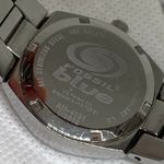 Fossil blue women’s date watch 28mm round case silver tone 100MWR link running Photo 4