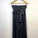 EXPRESS black pieced satin strapless bow tie back wide leg jumpsuit XS new nwt Photo 7