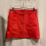 EXPRESS Cute  coral red snap front micro mini skirt with stretch Photo 4