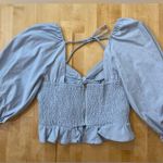 Mable Light Blue Bow Detail Cut Out Puff Sleeve Crop Top Size L Photo 1