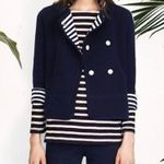 Tory Burch  Striped Collar Navy Peacoat Jacket Nautical Coastal Chic Size L Photo 2