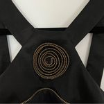 Betsy and Adam  Black Knee Length Cocktail Dress Rouching and Zipper Flower Detail Photo 1