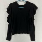 Rachel Roy  Ruffle Long Sleeve Pullover Sweater XS Black Photo 0