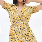 Anthropologie Corey Lynn butter yellow Floral Wrap Dress Short Sleeve Large Photo 0