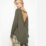 Free People Shimmy Shake Top XS Low Open Back Army Green Slouchy Dolman Boho Photo 1