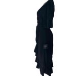 Lulus Wrapped Up In Love Black Satin Faux-Wrap Midi Dress Photo 6