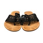 Paul Green  Laser Cut Black Low Wedge Thong Sandal, Sz UK 6, US 8.5 Photo 8