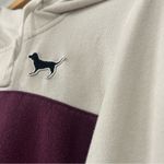 PINK - Victoria's Secret Victoria’s Secret PINK Hoodie Sweatshirt Small Burgundy Gray Colorblock Dog Logo Photo 3