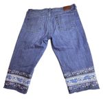 Lucky Brand CAPRI JEANS Women's 10 US 30 Waist Embroidered Floral Raw Hem Blue Photo 1