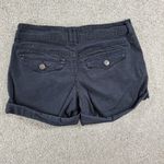 Aeropostale Womens Midi Twill Shorts 0 Black Stretch Back Flap Pockets Cuffed Photo 3