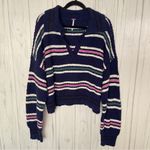 Free People Kennedy Striped Pullover Crop Sweater in Midnight Sail Combo, Large Photo 3