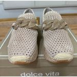 Dolce Vita Jhenee Espadrille Perforated Taupe Suede Sz 8 NIB Chunky Chain Detail Tan Photo 3