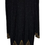 Night Vogue Vintage Silk Beaded Black Dress Evening Formal Occasion size Medium Photo 0
