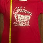 NCAA Women’s Med Red V Neck Oklahoma Sooners T shirt.  American College Photo 6