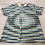 Bobbie Brooks Ladies xl Striped Polo Shirt Blue Green White Nautical Cool color Photo 0