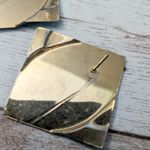 Vintage Earrings For Pierced Ears Teal Slightly Wavy Large Photo 6