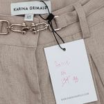 Karina Grimaldi New  Hallie Linen Shorts Latte Tan High Waist Belted Pleated XS Photo 2