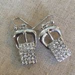 Silver Tone Crystal Drop Buckle Design Earrings Photo 0