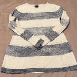 Calvin Klein jeans szS LS grey & white striped sweater sheer back panel EUC Gray Photo 1