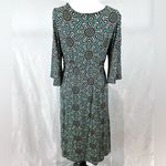 Ivy Jane deep vback aqua and mocha geometric print midi dress size medium Photo 1