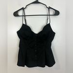 ZARA NWT Black Pleated Button Front Sleeveless Peplum Corset Cropped Top/Tank M Photo 1