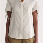 Adrianna Papell  Stripe Short Sleeve Button Up Shirt‎ Small NWT Photo 0