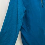 Tribal Teal Cotton Blend Long Sleeve High Low Hem Blouse Photo 11