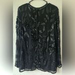 Vintage Black Bleaded 100% silk lined long sleeve cocktail dress/tunic; size M Size M Photo 5