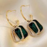 Green Crystal Dangle Drop Earrings Photo 2