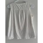 Talbots Top Womens Medium White Blue Embroidered Square Neck Coastal Preppy Photo 1