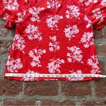 June & Hudson size 1X polyester red & white flower floral blouse keyhole back Photo 15