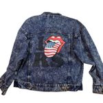 The Rolling Stones  Acid Wash Denim Jacket American Flag Tongue‎ Logo Size M Photo 1