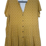 Belk Wonderly Women XXL Short Sleeve Julianna Crepe Button Down Tunic Yellow V Neck Photo 0