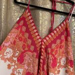 VICI Hot Pink Orange Vineyard Border Print Open Back Hi Low Maxi Dress Medium Photo 3