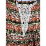 Weavers Boho Crochet Trim Printed Peplum Tube Top Rust Olive‎ Size XL NWT Photo 3