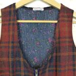 Handmade Womens Vest XS Orange Tartan Plaid Front Zipper Ruffle Peplum Grunge Y2K Handmad Photo 4